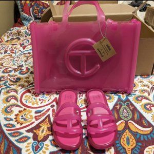 NWT Telfar x Melissa Pink Jelly Large Shopper Bag & Sandals S7